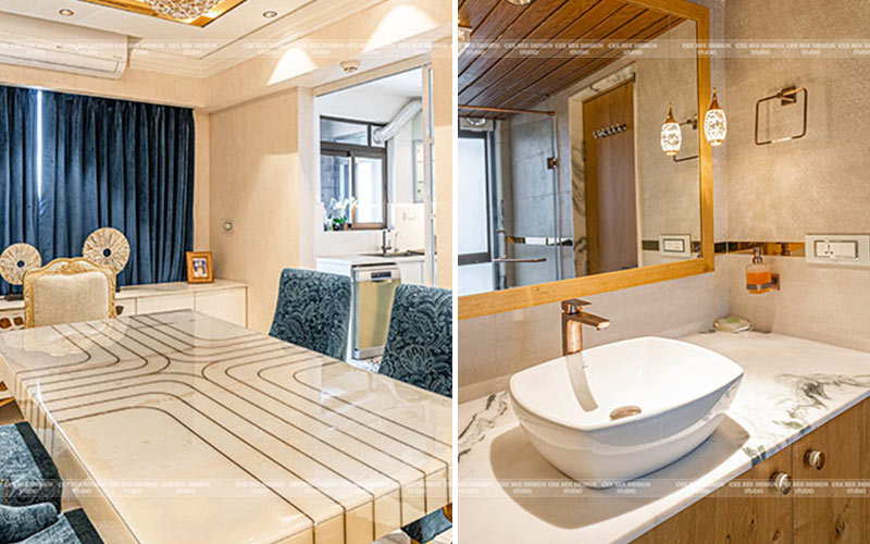 a bathroom with a sink mirror and vanity