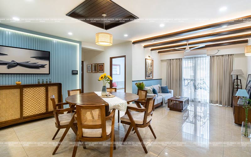 dining room with indoor plants and greenery