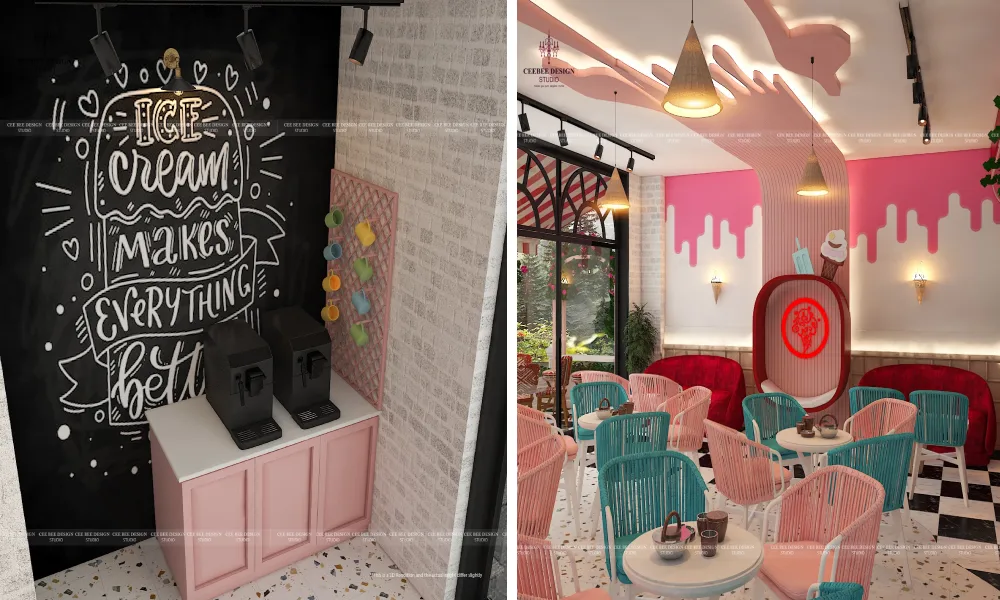 interior design of ice cream parlour